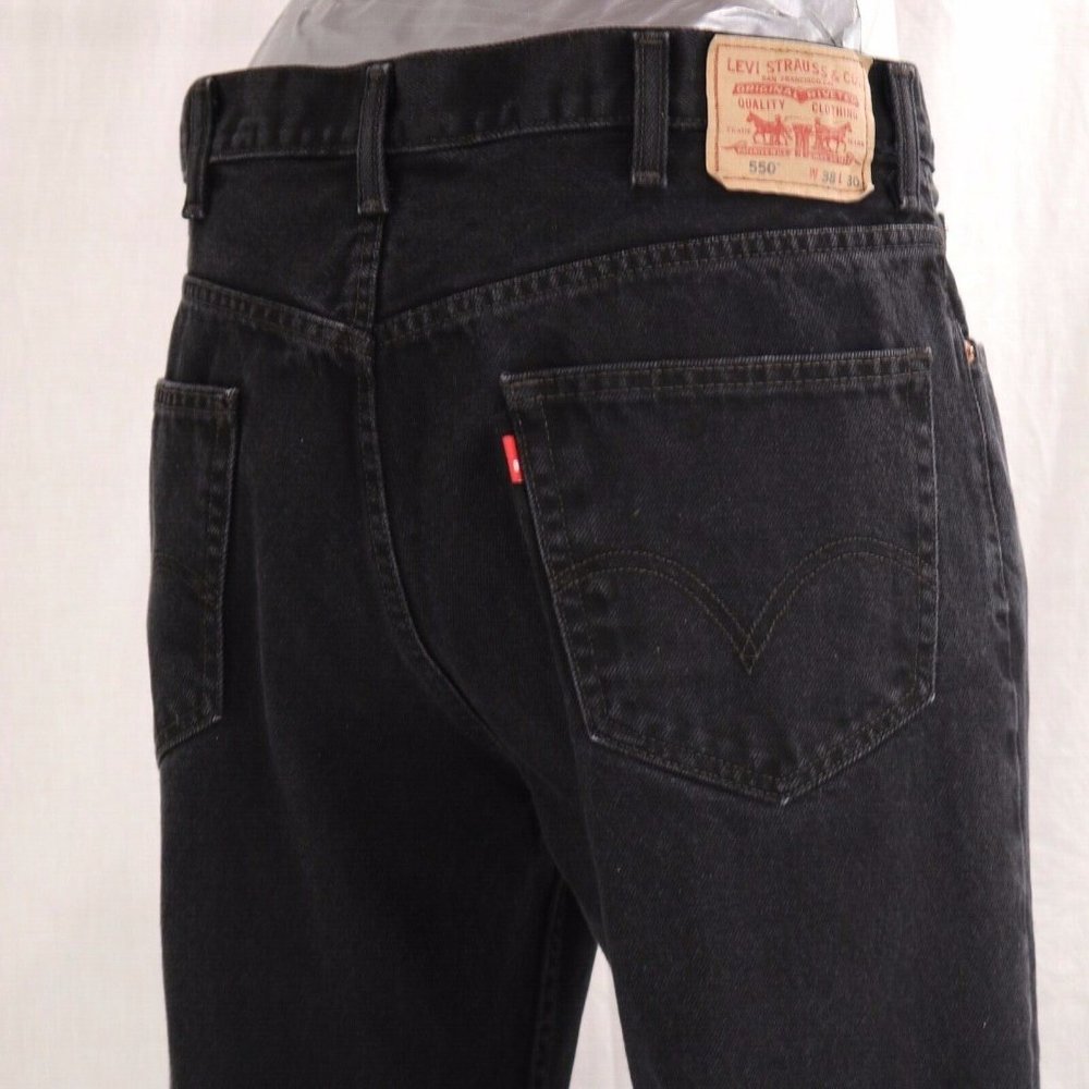 Levi’s Relaxed Fit 550 Men's 38x30 Blue Jean Black Wash Denim Straight Leg W38 L - Picture 8 of 12